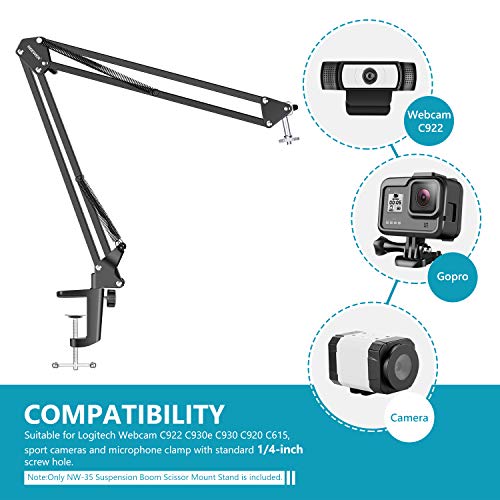 Neewer Montura Soporte Suspensión Boom Tijera Escritorio Adjustable para Logitech Webcam C922 C930e C930 C920 C615,Hierro Duradero,Carga hasta 2kg,Perfecto para Grabación Vídeo Neewer Montura Soporte Suspensión Boom Tijera Escritorio Adjustable para Logitech Webcam C922 C930e C930 C920 C615,Hierro Duradero,Carga hasta 2kg,Perfecto para Grabación Vídeo