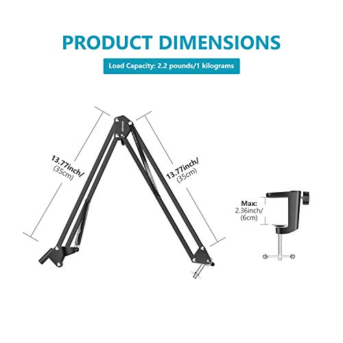 Neewer Montura Soporte Suspensión Boom Tijera Escritorio Adjustable para Logitech Webcam C922 C930e C930 C920 C615,Hierro Duradero,Carga hasta 2kg,Perfecto para Grabación Vídeo