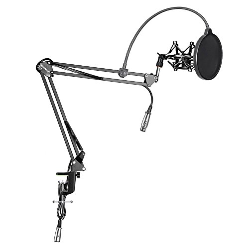 Neewer Pack de NW-35 Soporte de micrófono de brazo suspensión de tijera con montaje de cable de XLR macho a hembra, soporte de metal, montaje de mesa abrazadera y filtro Pop Neewer Pack de NW-35 Soporte de micrófono de brazo suspensión de tijera con montaje de cable de XLR macho a hembra, soporte de metal, montaje de mesa abrazadera y filtro Pop