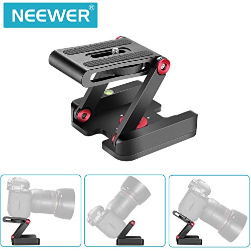 Neewer Plegable Z Cabeza Inclinable Bola Trípode Flexión con Zapato Rápido Placa QR,Soporte Cámara Aleación Aluminio con Nivel de Burbuja,Compatible con Cámara Canon Nikon Sony,Riel Deslizante(Rojo)