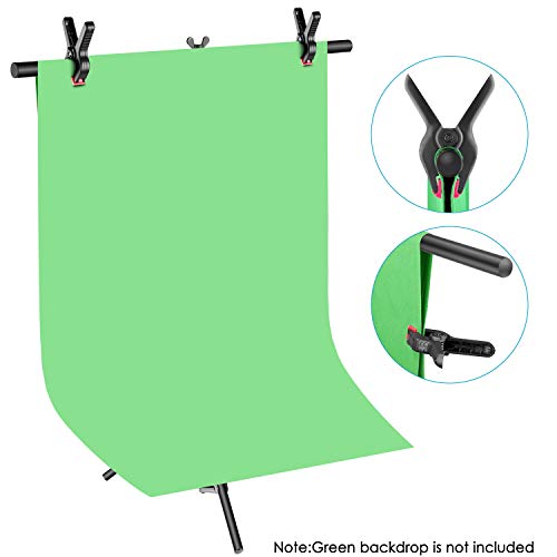 Neewer – Soporte para fondo fotográfico en forma de TTamaño: 81-203 cm de alto por 90 cm de largo. Con doble pinza para colgar un fondo fotográfico.