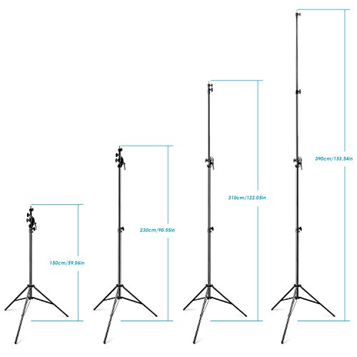 Neewer - Trípode Soporte de Lámpara Ajustable con Pinza Giratoria de 2 Maneras y Saco de Arena, para Estudio de Fotografía y Vídeo, 390cm