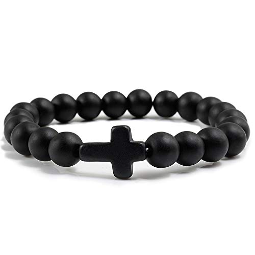 Negro Natural Piedra Volcánica Hombres Pulsera con Mancuernas Gato Garra Fitness Casual Brazalete Joyería Cruz Religiosa Meditación Pulseras Negro Natural Piedra Volcánica Hombres Pulsera con Mancuernas Gato Garra Fitness Casual Brazalete Joyería Cruz Religiosa Meditación Pulseras