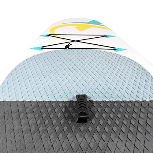 Nemaxx Tabla de paddel Surf Sup 320x78x15 cm, Turquesa/Amarillo - Tabla de Paddle Board - Tabla de Surf - Hinchable con Mochila, remos, Aletas, Bomba de Aire, Kit de reparación, Correa para pie.