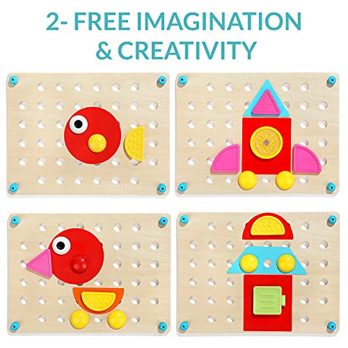 Nene Toys - Puzzle Infantil de Madera 8 en 1 – Juguete Educativo para Niños Niñas de 2 3 4 años – Mosaicos 3D con 8 Coloridos Diseños de Rompecabezas – Juego Montessori de Desarrollo Cognitivo