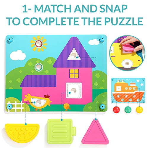 Nene Toys - Puzzle Infantil de Madera 8 en 1 – Juguete Educativo para Niños Niñas de 2 3 4 años – Mosaicos 3D con 8 Coloridos Diseños de Rompecabezas – Juego Montessori de Desarrollo Cognitivo