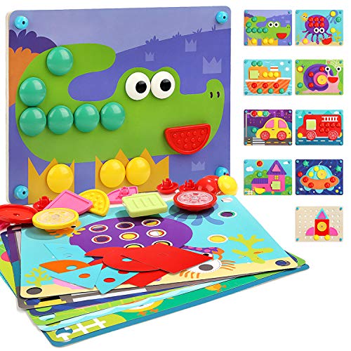 Nene Toys - Puzzle Infantil de Madera 8 en 1 – Juguete Educativo para Niños Niñas de 2 3 4 años – Mosaicos 3D con 8 Coloridos Diseños de Rompecabezas – Juego Montessori de Desarrollo Cognitivo