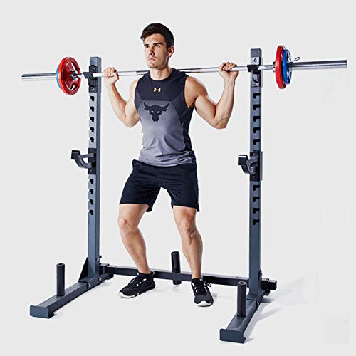 NENGGE Soporte para Barra de Pesas Multifuncion Squat Rack Sentadilla Rack Musculación Jaula de Sentadillas Peso Equipo de Formación Regulable en Altura, Carga Máxima de 300 Kg