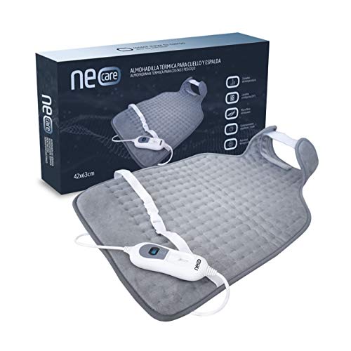 NEOCARE Almohadilla Térmica Cervical Dorsal 64x44cm. Manta Eléctrica Para el Alivio del Dolor Muscular Lumbar, Cuello y Hombro