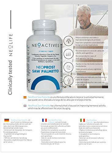 Neoprost Saw Palmetto | Complemento Alimenticio con Serenoa Repens, Extracto de Ortigas, Semillas de Calabaza, Soja y otros ingredientes naturales | Ayuda a regular la actividad hormonal (30) Neoprost Saw Palmetto | Complemento Alimenticio con Serenoa Repens, Extracto de Ortigas, Semillas de Calabaza, Soja y otros ingredientes naturales | Ayuda a regular la actividad hormonal (30)