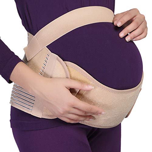 NEOtech Care Faja de Embarazo - Cinturón de Maternidad - premamá Banda para Abdomen/Cintura/Espalda, Apoyo para el Vientre - Marca (Beige, M)