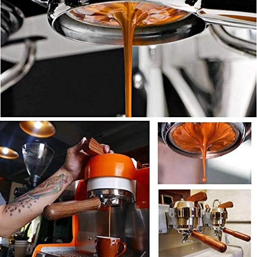 NEOUZA Portafiltro de café espresso sin fondo, 51 mm, para máquina de café DeLonghi EC680/EC685, sin soporte de filtro, cesta de filtro de taza de acero inoxidable, mango de madera para café