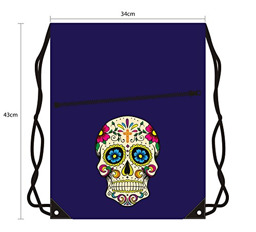 nerdytec Turn Bolsa Ibiza Style Funda, Skull Dia Muertos, Gym Saco nerdytec Turn Bolsa Ibiza Style Funda, Skull Dia Muertos, Gym Saco