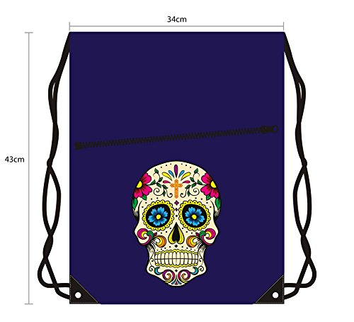 nerdytec Turn Bolsa Ibiza Style Funda, Skull Dia Muertos, Gym Saco