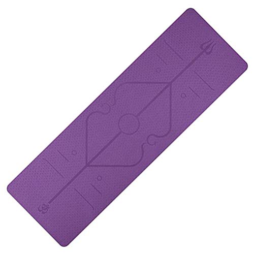 Nerplro - Esterilla de yoga, elastómero termoplástico TPE, con líneas para colocación, antideslizante, para principiantes, gimnasia, color morado, tamaño 183 * 61 * 0.6cm Nerplro - Esterilla de yoga, elastómero termoplástico TPE, con líneas para colocación, antideslizante, para principiantes, gimnasia, color morado, tamaño 183 * 61 * 0.6cm