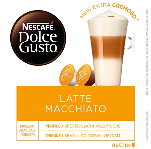 Nescafé DOLCE GUSTO Café LATTE MACHIATTO - Pack De 3 x 16 cápsulas - Total: 48 Cápsulas