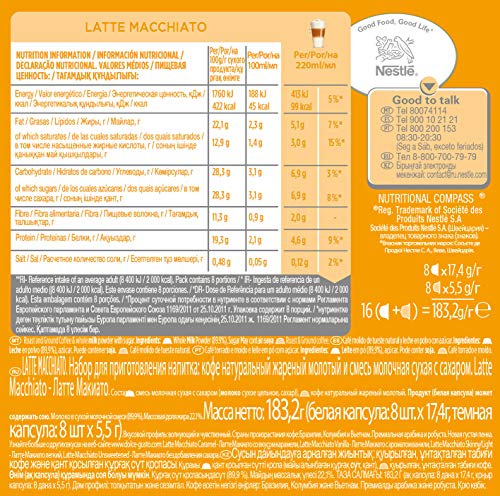 Nescafé DOLCE GUSTO Café LATTE MACHIATTO - Pack De 3 x 16 cápsulas - Total: 48 Cápsulas
