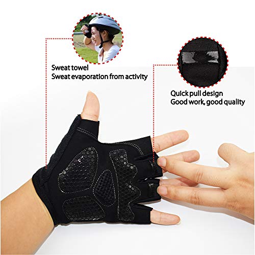 Nesirooh Guantes de MTB Hombre y Mujer, Guantes de Ciclismo Medio Dedos Verano para Moto Bicicleta Bici Gimnasio Hombres Antideslizante Transpirable (Negro Gris, M)