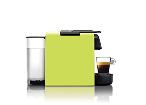 Nespresso De'Longhi Essenza Mini EN85.L - Cafetera monodosis de cápsulas Nespresso, compacta, 19 bares, apagado automático, color lima, 1, Incluye pack de bienvenida con 14 cápsulas