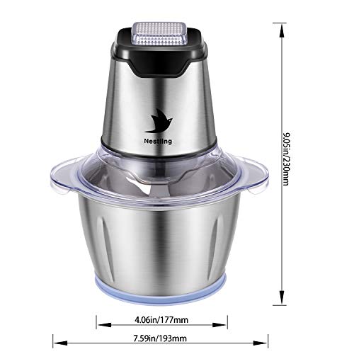 Nestling Picadora eléctrica de 600W, con 4 cuchillas afiladas y tazón de acero inoxidable de 1.2L, picadora de cocina para carne, verduras,cebolla y frutas Nestling Picadora eléctrica de 600W, con 4 cuchillas afiladas y tazón de acero inoxidable de 1.2L, picadora de cocina para carne, verduras,cebolla y frutas