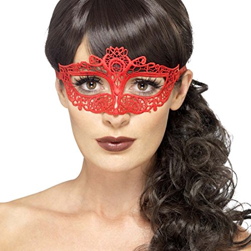 NET TOYS Antifaz Elegante Máscara Veneciana Rojo Careta para Baile Enmascarado Mascarilla Encaje Elegante Accesorio Carnaval Venecia Complemento Baile Veneciano