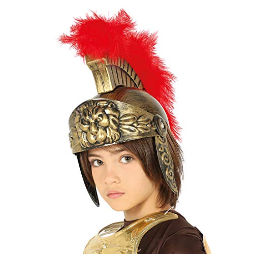 NET TOYS Casco Romano para niños | Dorado-Rojo | Extraordinario Accesorio Infantil para Disfraz de centurión  | Apropiado para Carnaval y Festivales