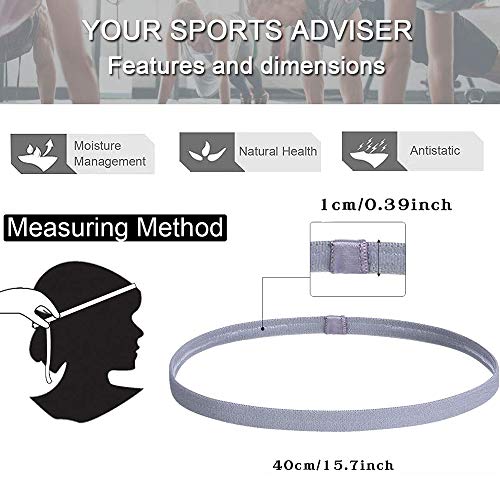 NETUME 12PCS Diademas Deportivas elásticas Finas para Mujeres Hombres, Bandas de Cabeza Deportiva Delgada con Agarre de Silicona, Banda para el Cabello Antideslizante NETUME 12PCS Diademas Deportivas elásticas Finas para Mujeres Hombres, Bandas de Cabeza Deportiva Delgada con Agarre de Silicona, Banda para el Cabello Antideslizante