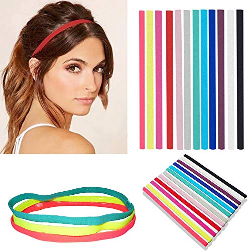 NETUME 12PCS Diademas Deportivas elásticas Finas para Mujeres Hombres, Bandas de Cabeza Deportiva Delgada con Agarre de Silicona, Banda para el Cabello Antideslizante NETUME 12PCS Diademas Deportivas elásticas Finas para Mujeres Hombres, Bandas de Cabeza Deportiva Delgada con Agarre de Silicona, Banda para el Cabello Antideslizante