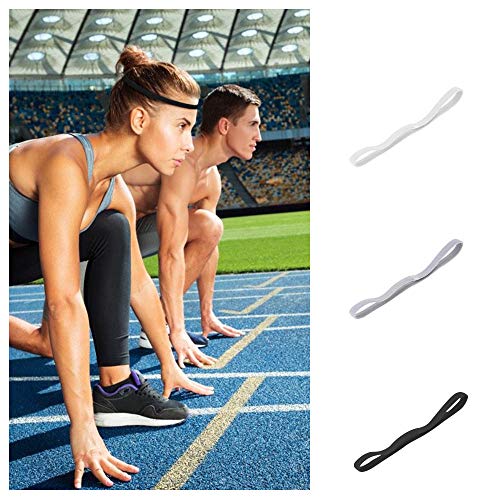 NETUME 3 PCS Diadema Deportiva para Mujeres y Hombres, Elásticas Delgadas Cintas de Pelo Deportivas, Antideslizantes Diademas Deportivas de Silicona