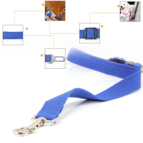 Neuftech Ajustable Arnés Cinturones de Seguridad Perros de Mascotas para Coche - Azul