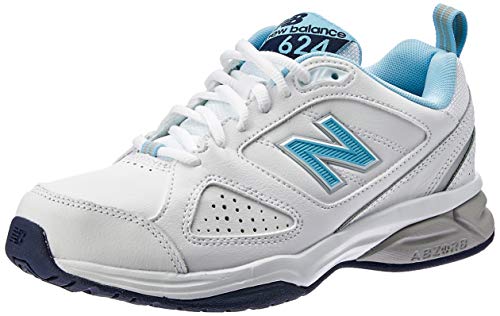 New Balance Wx624Wb4 - entrenamiento/correr de cuero mujer, Blanco (White/Blue), 40 EU (6.5 UK)