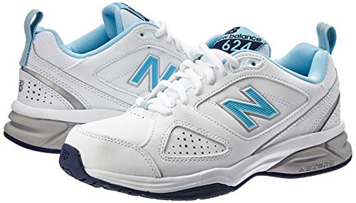 New Balance Wx624Wb4 - entrenamiento/correr de cuero mujer, Blanco (White/Blue), 40 EU (6.5 UK)