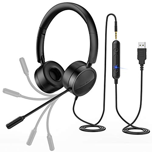 New Bee Auriculares Micrófono PC Auriculares Telefono USB/3.5mm Cancelación de Ruido & Sonido estéreo Claro Cascos Business para Skype Softphone Centros de Llamadas Cursos Online New Bee Auriculares Micrófono PC Auriculares Telefono USB/3.5mm Cancelación de Ruido & Sonido estéreo Claro Cascos Business para Skype Softphone Centros de Llamadas Cursos Online