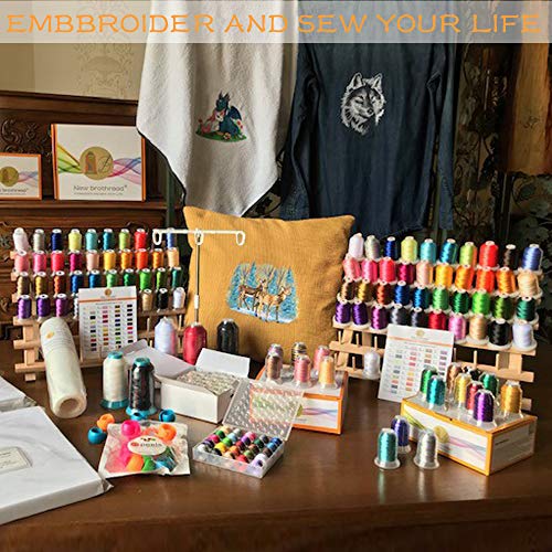 New brothread 2x60 Carretes Organizador de hilo de madera/estante de hilo con ganchos para colgar para bordar, acolchar y coser hilos New brothread 2x60 Carretes Organizador de hilo de madera/estante de hilo con ganchos para colgar para bordar, acolchar y coser hilos