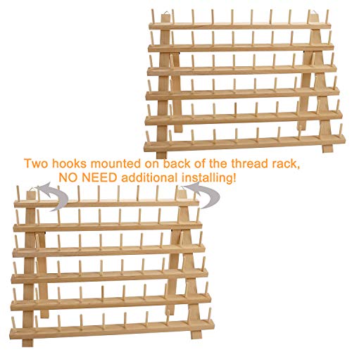 New brothread 2x60 Carretes Organizador de hilo de madera/estante de hilo con ganchos para colgar para bordar, acolchar y coser hilos New brothread 2x60 Carretes Organizador de hilo de madera/estante de hilo con ganchos para colgar para bordar, acolchar y coser hilos