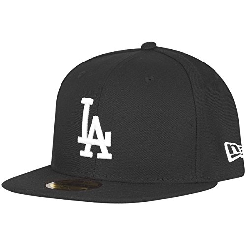 New Era MLB Basic LA Dodgers 59Fifty Fitted - Gorra para hombre, color negro, talla 7, fitted - 55.8 cm