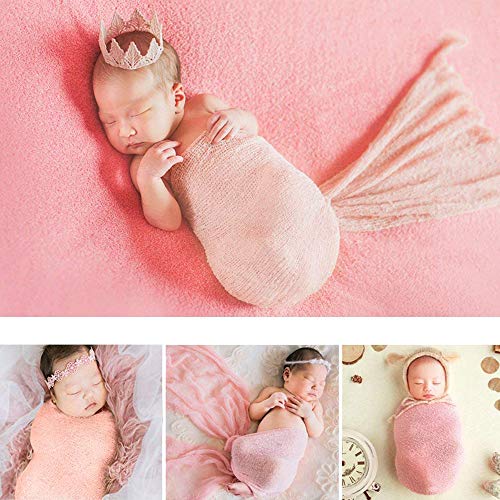 Newborn Fotografia, Capa protectora de tela de gasa para envolver a los bebés recién nacidos, Bebé recién nacido fotografía foto apoyos estirable punto Baby Swaddle Wrap manta