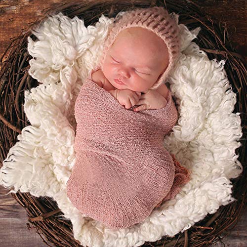 Newborn Fotografia, Capa protectora de tela de gasa para envolver a los bebés recién nacidos, Bebé recién nacido fotografía foto apoyos estirable punto Baby Swaddle Wrap manta