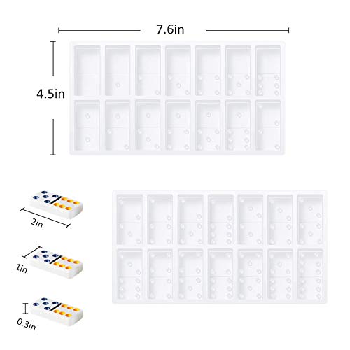 Newcee Domino Moldes de resina, 2 piezas de moldes de silicona de aleación de joyería de resina epoxi kits de moldes para dominó suministros de manualidades