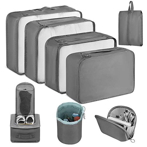 Newdora 8 en 1 Set de Organizador de Equipaje Viaje con Bolsa de Zapato,Impermeable Organizador de Maleta Bolsa para Ropa Sucia de Viaje, Portatrajes de Viaje, Material Nylon Newdora 8 en 1 Set de Organizador de Equipaje Viaje con Bolsa de Zapato,Impermeable Organizador de Maleta Bolsa para Ropa Sucia de Viaje, Portatrajes de Viaje, Material Nylon