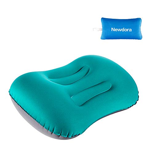 Newdora Almohada Hinchable, Almohada Camping, Almohada de Viaje Inflable, Almohada Inflable Ultraligera, Adecuado para para Camping, Playa, Viajes, Montañismo & Avión, Verde