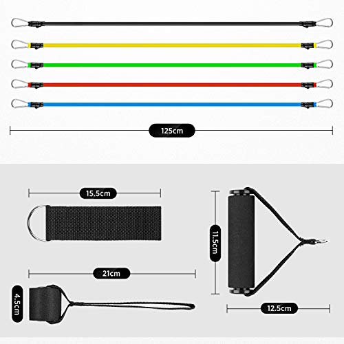 Newdora Bandas Elasticas de Fitness, [Set de 11] Banda de Resistencia Conjunto de Tubos de Ejercicios Cuerda de Resistencia Tubos de Ejercicios para Entrenamiento Bandas de Resistencia para Ejercicio