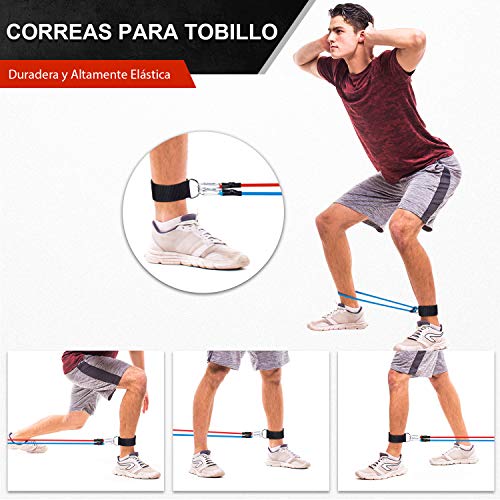 Newdora Bandas Elasticas de Fitness, [Set de 11] Banda de Resistencia Conjunto de Tubos de Ejercicios Cuerda de Resistencia Tubos de Ejercicios para Entrenamiento Bandas de Resistencia para Ejercicio