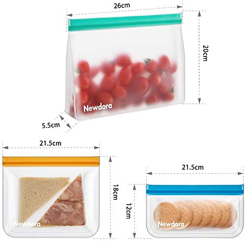 Newdora Bolsas de Silicona Reutilizables 12 Pack, Bolsas Congelar Reutilizables para Almacenamiento de Alimentos, Bolsas de conservación, Bolsas Reutilizables para Fruta Sándwiches Verduras, Sin BPA Newdora Bolsas de Silicona Reutilizables 12 Pack, Bolsas Congelar Reutilizables para Almacenamiento de Alimentos, Bolsas de conservación, Bolsas Reutilizables para Fruta Sándwiches Verduras, Sin BPA