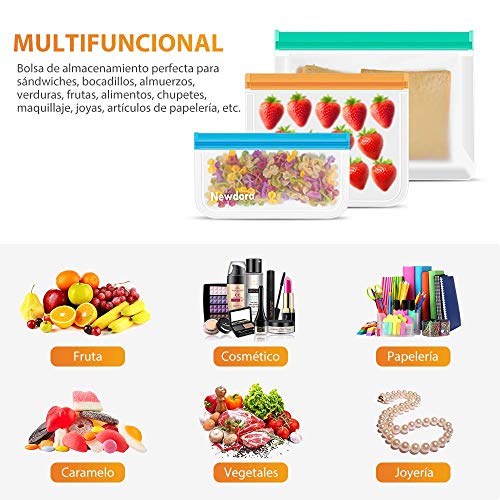 Newdora Bolsas de Silicona Reutilizables 12 Pack, Bolsas Congelar Reutilizables para Almacenamiento de Alimentos, Bolsas de conservación, Bolsas Reutilizables para Fruta Sándwiches Verduras, Sin BPA Newdora Bolsas de Silicona Reutilizables 12 Pack, Bolsas Congelar Reutilizables para Almacenamiento de Alimentos, Bolsas de conservación, Bolsas Reutilizables para Fruta Sándwiches Verduras, Sin BPA