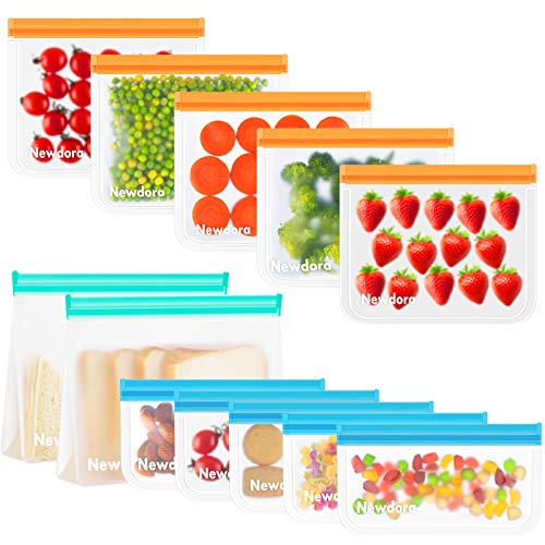 Newdora Bolsas de Silicona Reutilizables 12 Pack, Bolsas Congelar Reutilizables para Almacenamiento de Alimentos, Bolsas de conservación, Bolsas Reutilizables para Fruta Sándwiches Verduras, Sin BPA Newdora Bolsas de Silicona Reutilizables 12 Pack, Bolsas Congelar Reutilizables para Almacenamiento de Alimentos, Bolsas de conservación, Bolsas Reutilizables para Fruta Sándwiches Verduras, Sin BPA