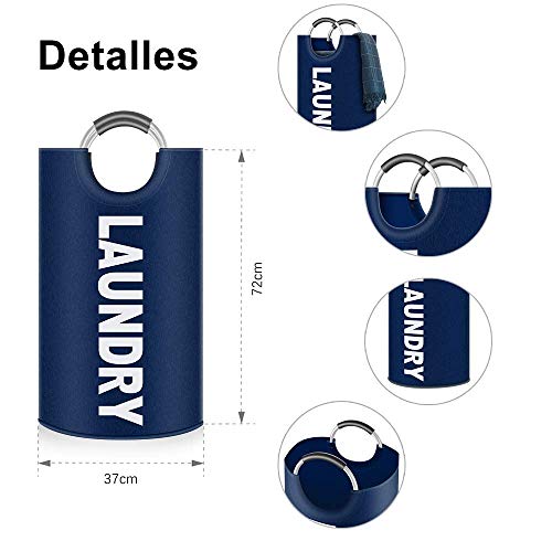 Newdora Bolsas para ropa sucia de bebé-Cesto de Ropa Grande 82L, Cesto de Ropa Plegable de Tela, Bolsa de Ropa Plegable, Caja de Lavado Plegable(Azul oscuro)