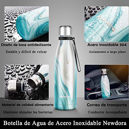 Newdora Botella de Agua Acero Inoxidable 500ml, Aislamiento de Vacío de Doble Pared, Botellas de Frío/Caliente, con 1 un Cepillo de Limpieza, para Niños, Deporte, Oficina, Gimnasio, Ciclismo Newdora Botella de Agua Acero Inoxidable 500ml, Aislamiento de Vacío de Doble Pared, Botellas de Frío/Caliente, con 1 un Cepillo de Limpieza, para Niños, Deporte, Oficina, Gimnasio, Ciclismo