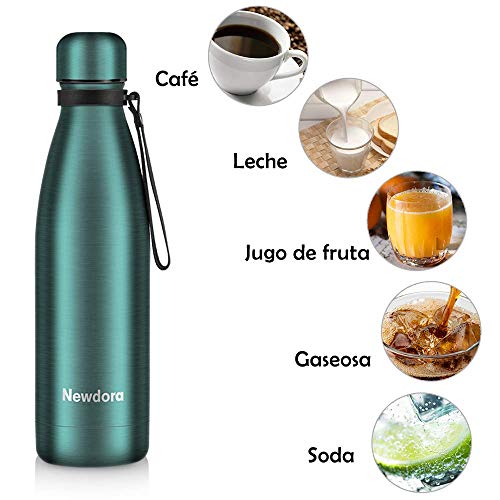 Newdora Botella de Agua Acero Inoxidable 500ml, Aislamiento de Vacío de Doble Pared, Botellas de Frío/Caliente, con 1 un Cepillo de Limpieza, para Niños, Deporte, Oficina, Gimnasio, Ciclismo Newdora Botella de Agua Acero Inoxidable 500ml, Aislamiento de Vacío de Doble Pared, Botellas de Frío/Caliente, con 1 un Cepillo de Limpieza, para Niños, Deporte, Oficina, Gimnasio, Ciclismo
