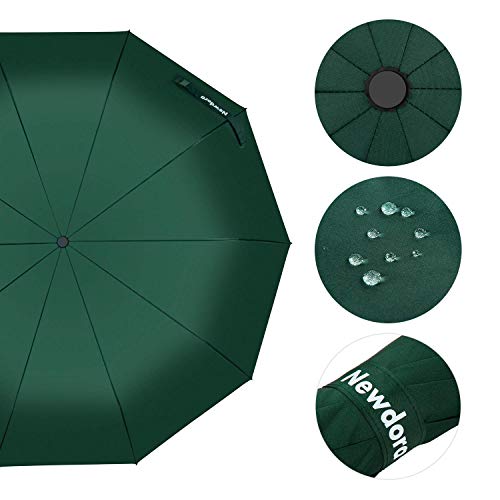 Newdora Paraguas Plegable Automático Impermeable 10 Armazones de Metal Compacto Resistencia contra Viento para Viaje para Hombres y Mujeres (Verde) Newdora Paraguas Plegable Automático Impermeable 10 Armazones de Metal Compacto Resistencia contra Viento para Viaje para Hombres y Mujeres (Verde)
